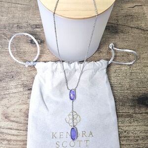 Kendra Scott Framed Elisa Silver Y Necklace in Lavender Opalite